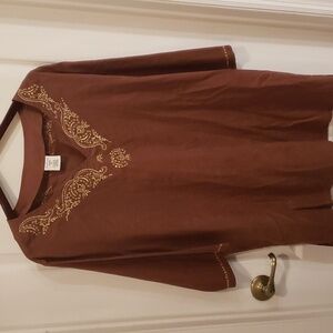 Westbound Beach cover up embroidered in brown